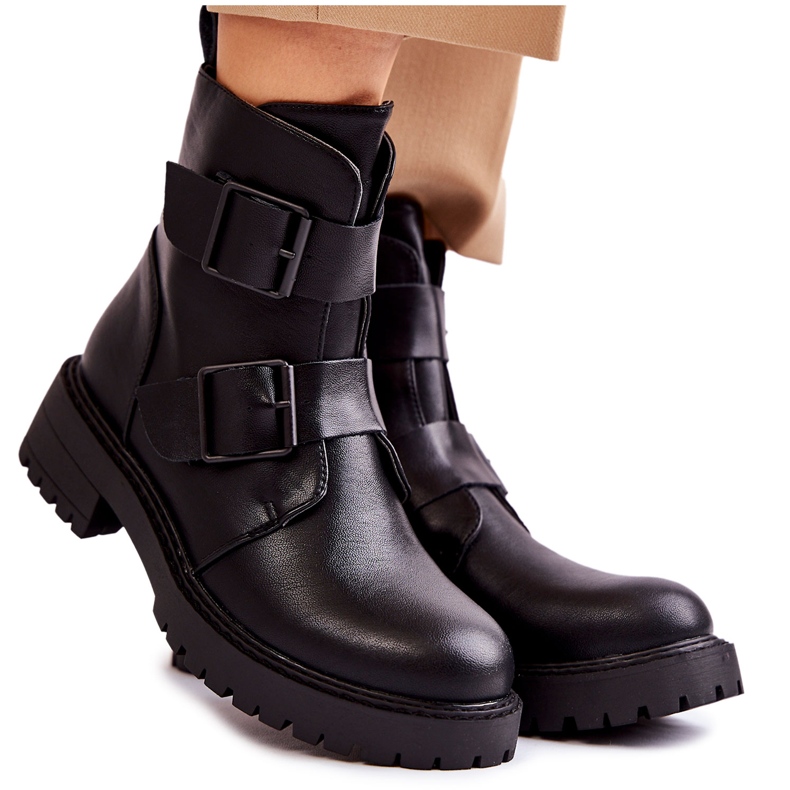 Leather Women's Boots With Zipper Black Gritta Leather Women's Boots With Zipper Black Gritta