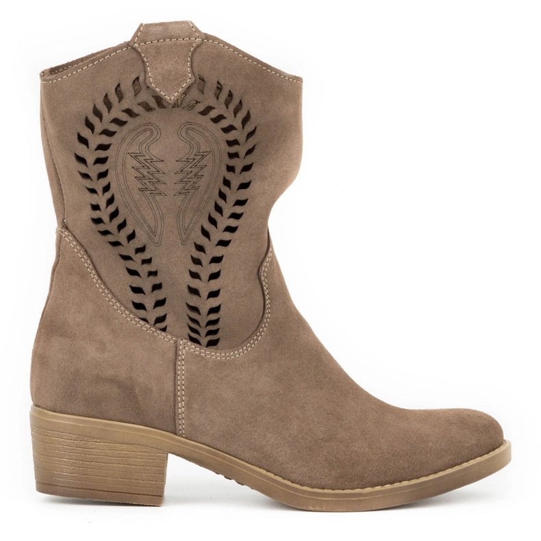 Olivier Women's openwork high heels Angela brown boots beige