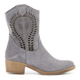 Olivier Women's openwork high heels Angela gray boots grey