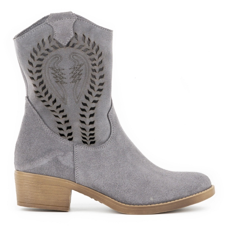 Olivier Women's openwork high heels Angela gray boots grey