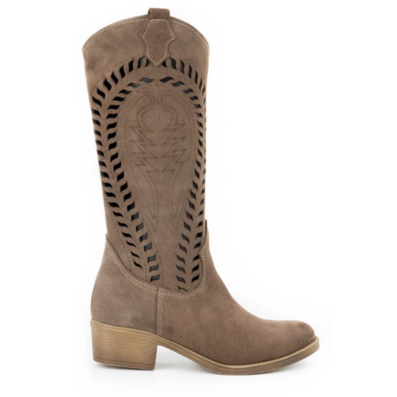 Olivier Women's leather openwork boots Carla brown