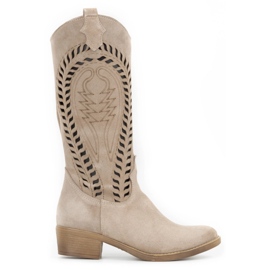 Olivier Women's openwork leather Carla beige boots