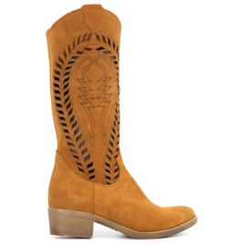 Olivier Women's openwork leather boots Carla red orange