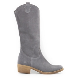 Olivier Julia gray women's leather boots grey
