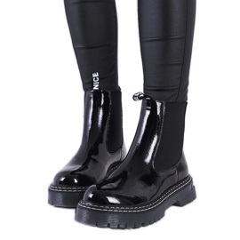Black lacquered Chelsea boots from Vido