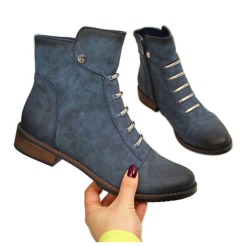 Women's boots with ornaments, insulated blue Jezzi JEZ52D