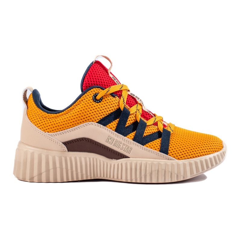 Women's Big Star sneakers KK274061 beige brown red yellow