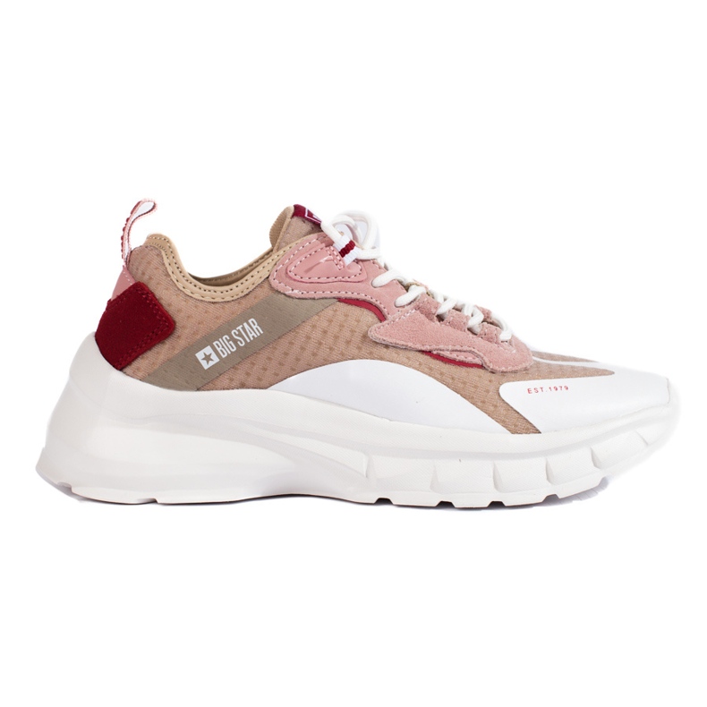 Women's Big Star sneakers KK274055 beige white pink