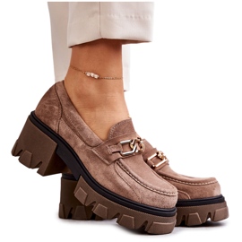 PL5 Suede High Heels With Golden Brown Lurdes Decoration beige PL5 Suede High Heels With Golden Brown Lurdes Decoration beige