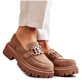 FB2 Women's Brogues Suede With Dark Beige Leeza Decoration FB2 Women's Brogues Suede With Dark Beige Leeza Decoration