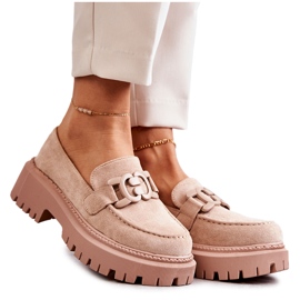 FB2 Women's brogues with an ornament Beige Leeza FB2 Women's brogues with an ornament Beige Leeza