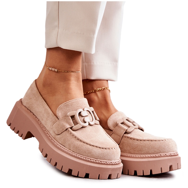 FB2 Women's brogues with an ornament Beige Leeza FB2 Women's brogues with an ornament Beige Leeza