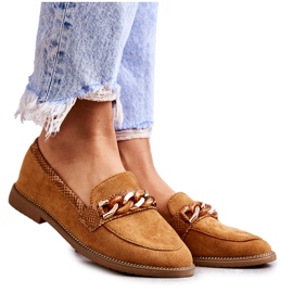 FB2 Women's Suede Loafers With A Chain Camel Nolie brown