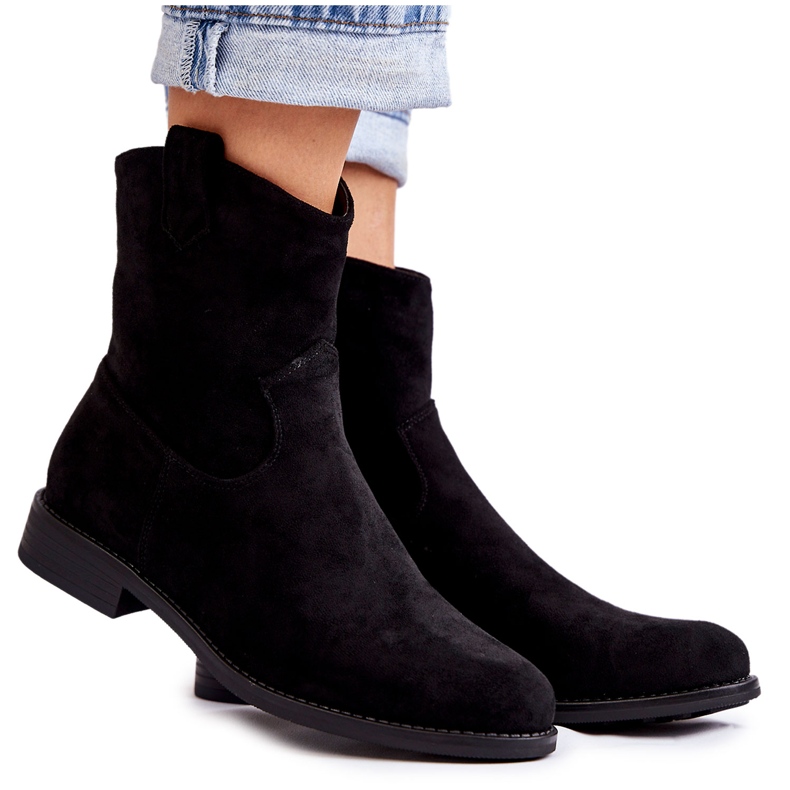 S.Barski Women's Suede Flat Heel Boots Black Fiorenz S.Barski Women's Suede Flat Heel Boots Black Fiorenz