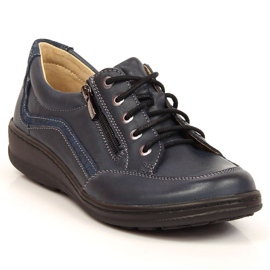 Helios Comfortable leather shoes navy blue