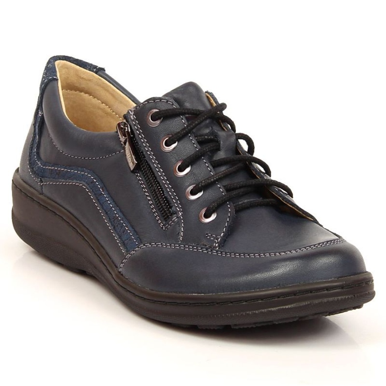 Helios Comfortable leather shoes navy blue
