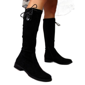 Jezzi Women's warm suede boots black