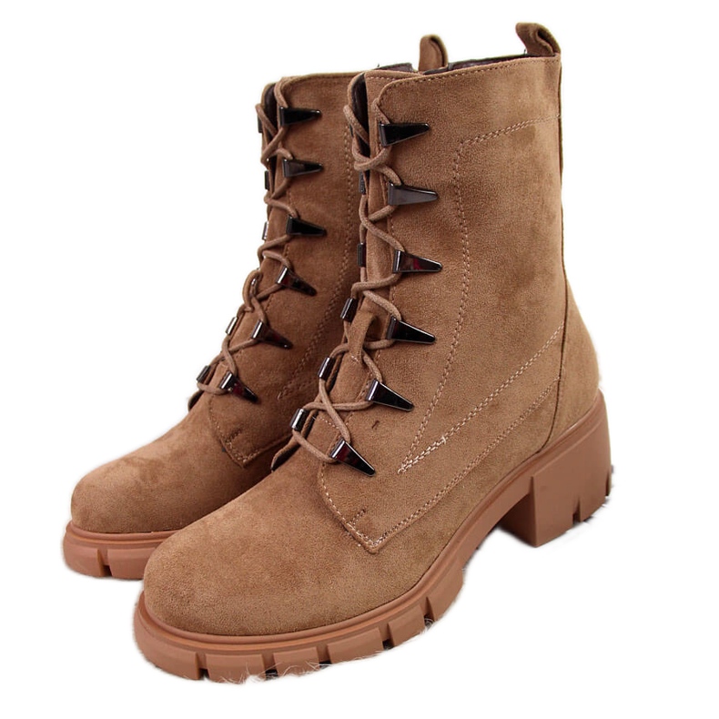 Women's boots insulated on a camel Jezzi block brown
