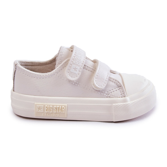 Children's Leather Sneakers With Velcro Big Star KK374093 White