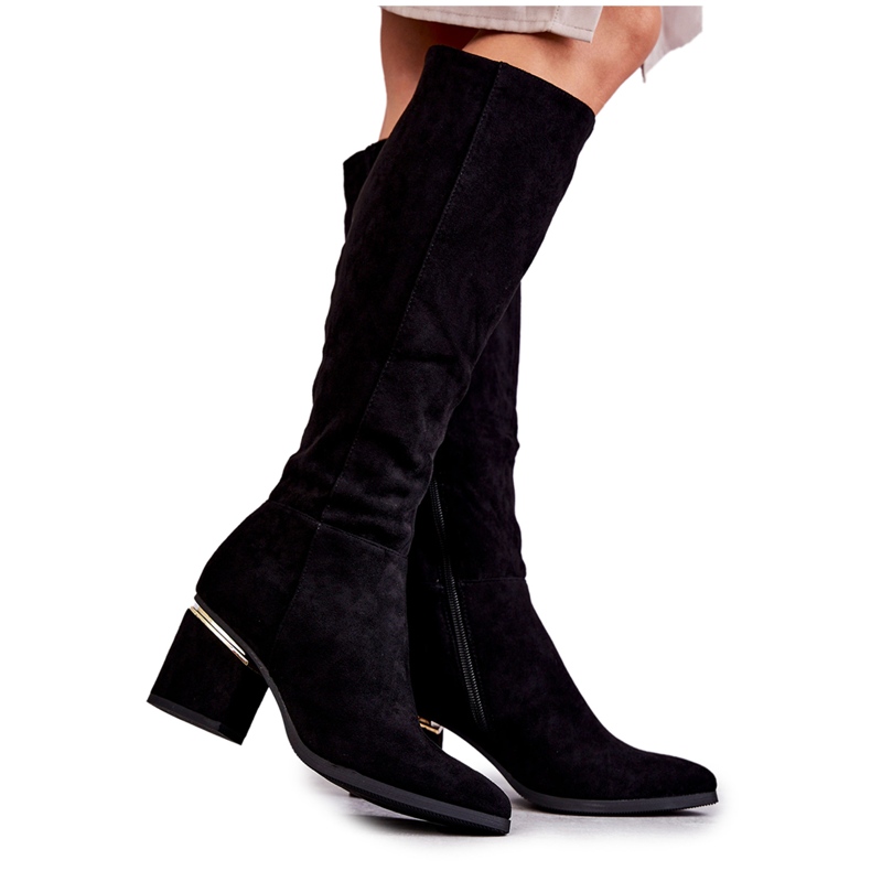PS1 Classic Suede Boots With Zipper Black Leyette