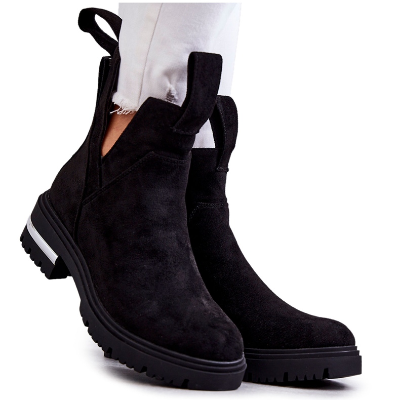 PS1 Black Elvera Suede Booties With Cutouts