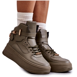 Women's High Warm Sport Shoes Lexa Green khaki