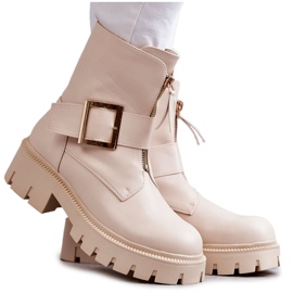 Women's Warm Boots With Zipper Beige Torey