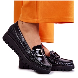 PL5 Women's Leather Loafers On The Black Venesia Platform