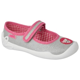Befado children's shoes with velcro 114X501 silver/pink