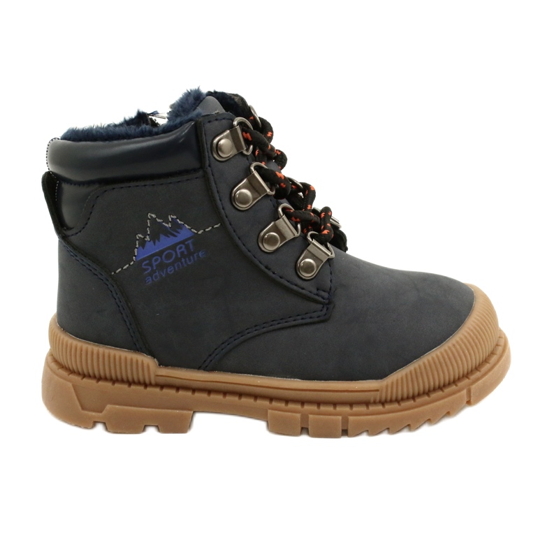 Boys' trappers with fur news 22Dz23-5256 navy blue