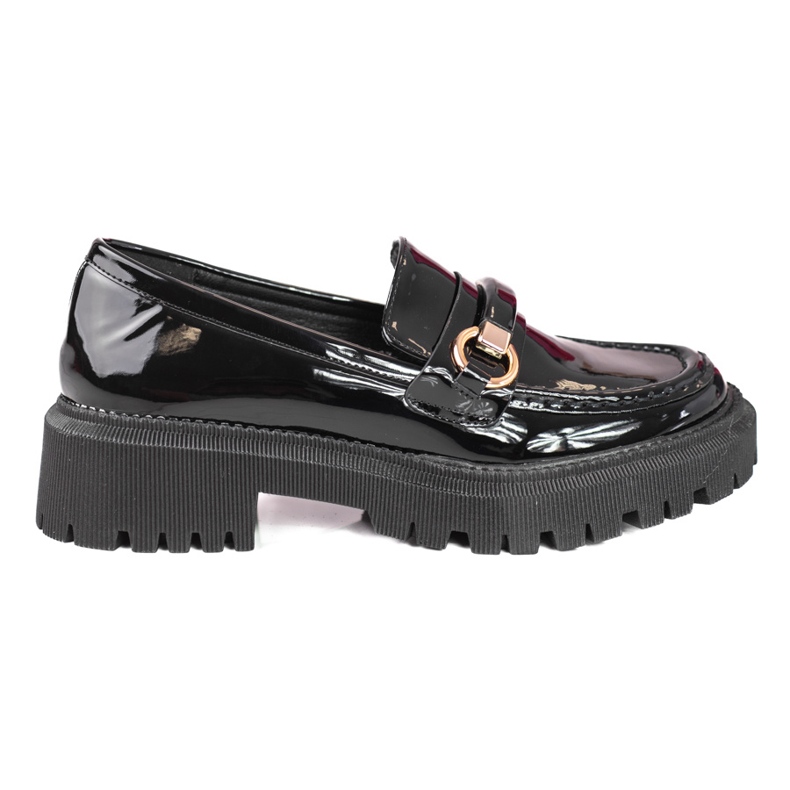 Black lacquered women's Shelovet loafers