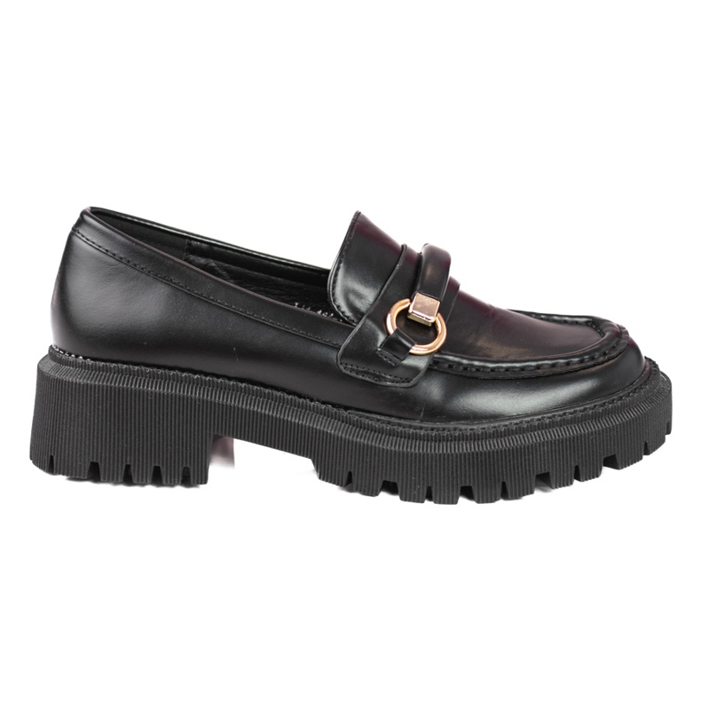 Black Shelovet women's loafers made of ecological leather