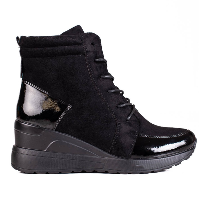Vinceza Sporty laced women's boots on the Shelovet wedge black Vinceza Sporty laced women's boots on the Shelovet wedge black