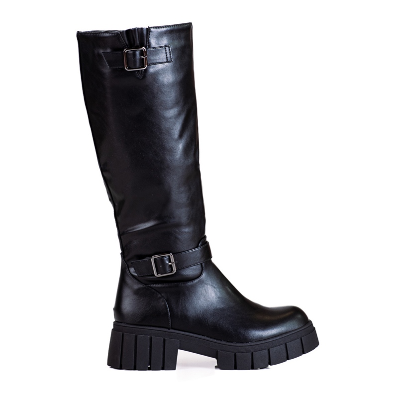 Black women's boots with a thick Shelovet sole Black women's boots with a thick Shelovet sole