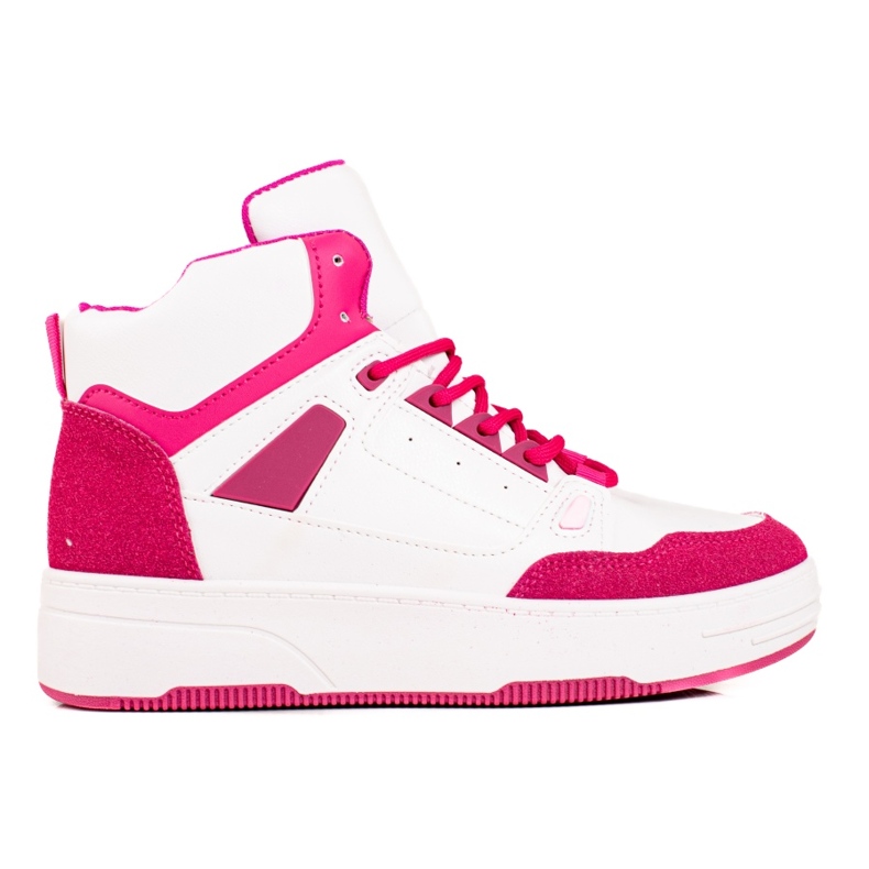 Women's high-top Shelovet white and pink sneakers Women's high-top Shelovet white and pink sneakers