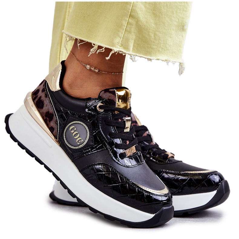 Women's Sport Shoes On Wedge GOE KK2N4085 Black brown golden Women's Sport Shoes On Wedge GOE KK2N4085 Black brown golden