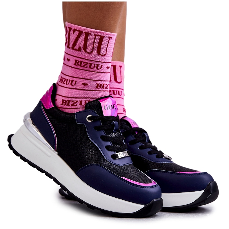 Women's Sport Shoes On Wedge GOE KK2N4081 Black-Navy Blue Women's Sport Shoes On Wedge GOE KK2N4081 Black-Navy Blue