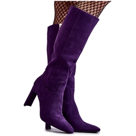 FG2 Women's Boots On Heel To The Knee Violet Truly Love purple