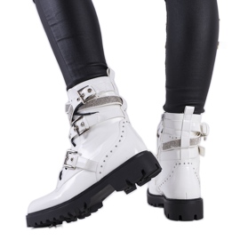 White boots with Tucker cubic zirconia White boots with Tucker cubic zirconia