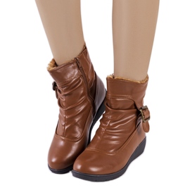 PA1 Brown wedge ankle boots with a Slater buckle