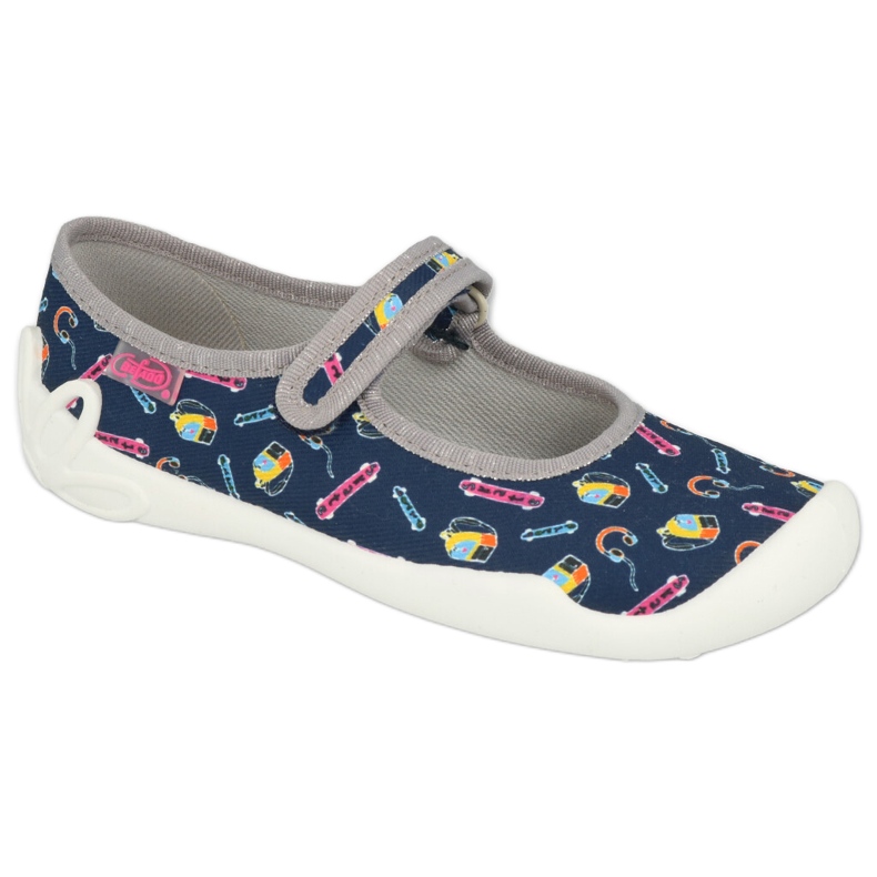 Befado children's slippers 114Y502, navy blue with colorful applications