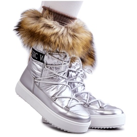 Women's Lace-up Snow Boots in Silver Santero