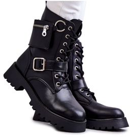 Eco-leather Boots On Flat Heel Black Marlis