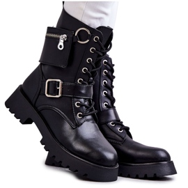 FM1 Eco-leather Boots On Flat Heel Black Marlis
