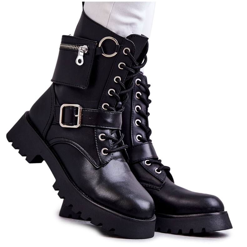 Eco-leather Boots On Flat Heel Black Marlis Eco-leather Boots On Flat Heel Black Marlis