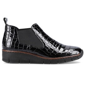 Patent leather black snake leather boots Rieker 53794-01