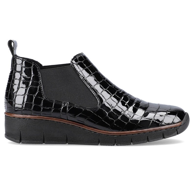 Patent leather black snake leather boots Rieker 53794-01
