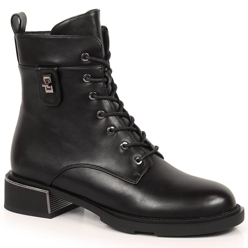Black Filippo lace-up boots with a zipper