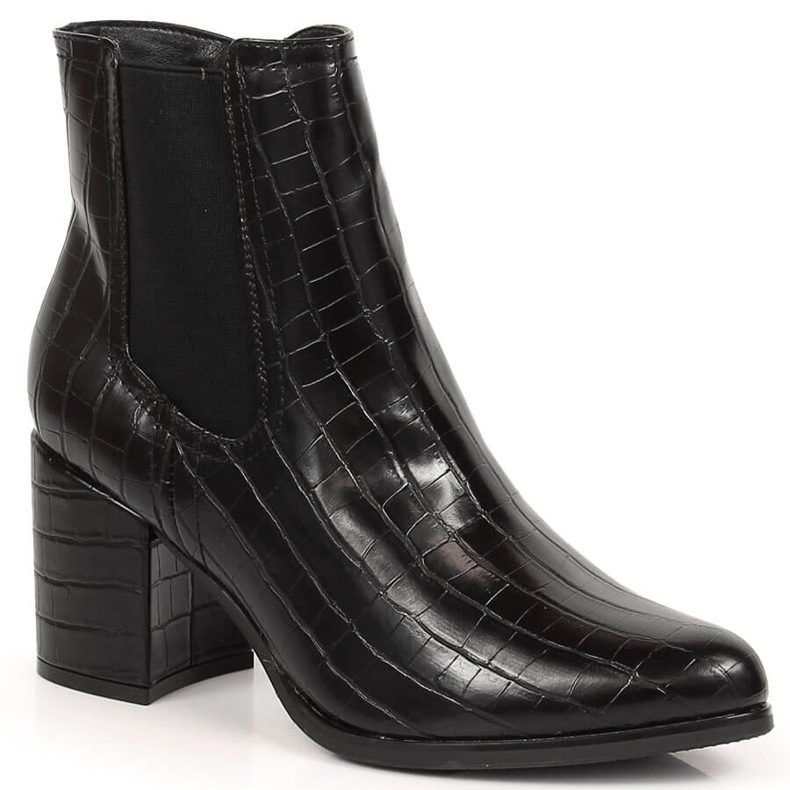 Women's boots on the post of insulated black crochet Laura La.Fi