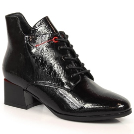 Black insulated black Jezzi JEZ371 lacquered women's boots